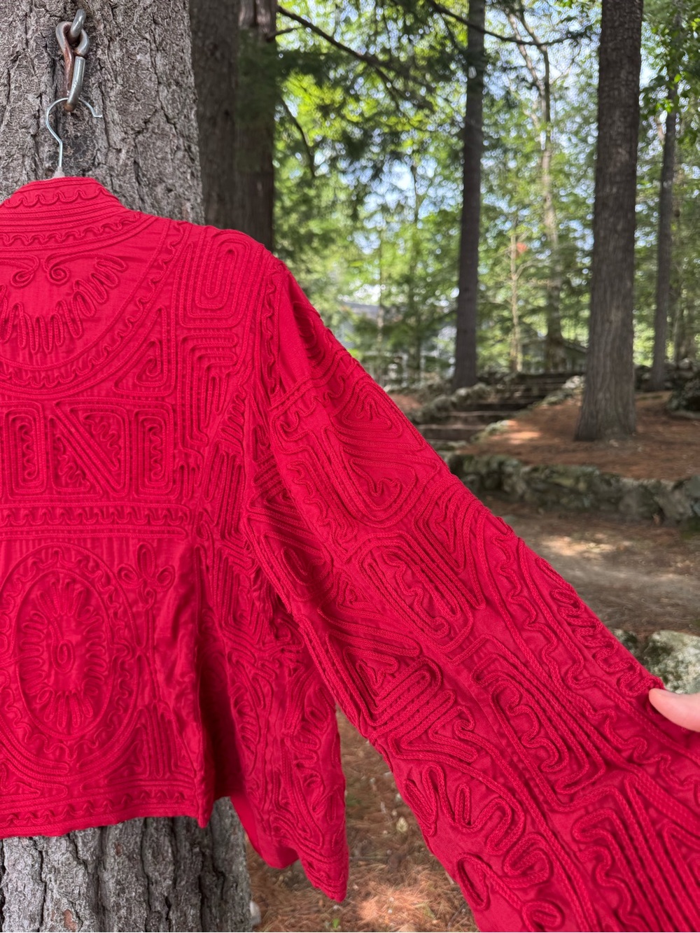 Chico's Red Ribbon Textured Jacket M/L - Picture 10 of 14